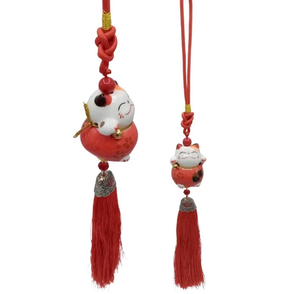 Feng Shui Maneki Neko Şans Kedisi Kırmızı No.1 - Resim 2