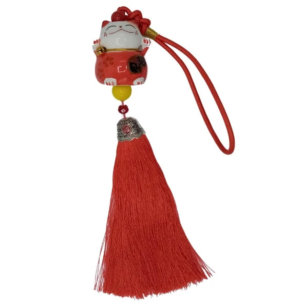 Feng Shui Maneki Neko Şans Kedisi Kırmızı No.1 - Resim 3