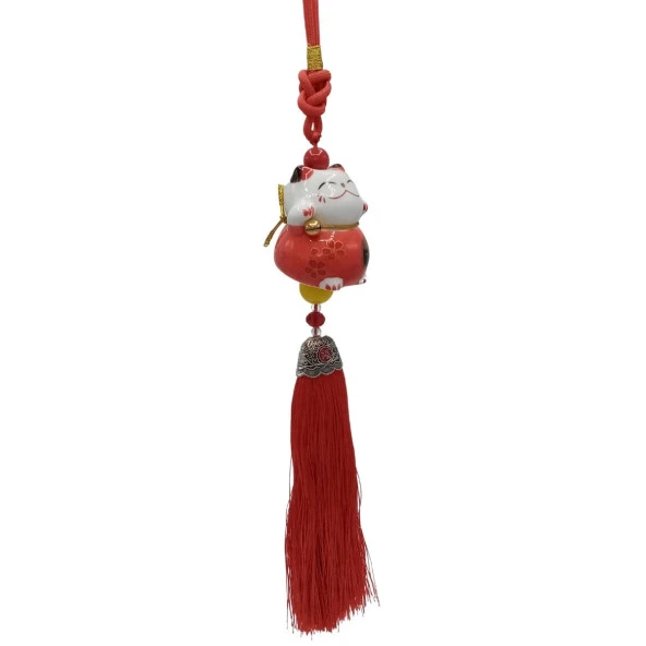 Feng Shui Maneki Neko Şans Kedisi Kırmızı No.1 - Resim 4