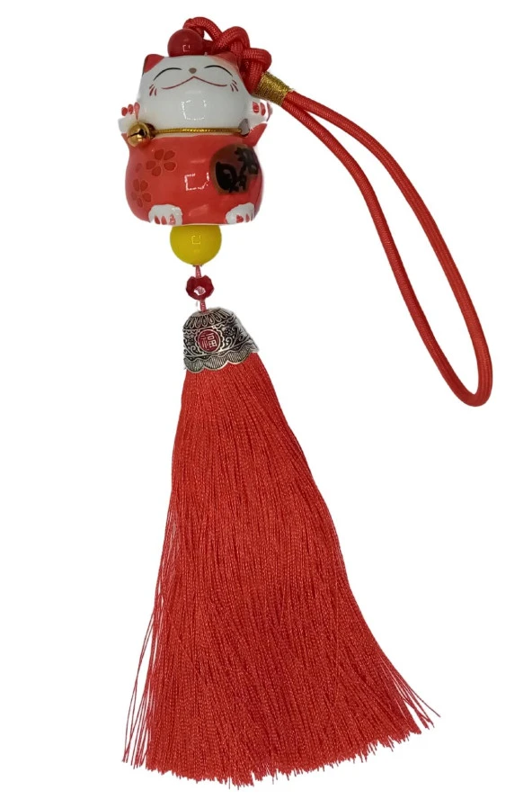 Feng Shui Maneki Neko Şans Kedisi Kırmızı No.1 - Resim 8