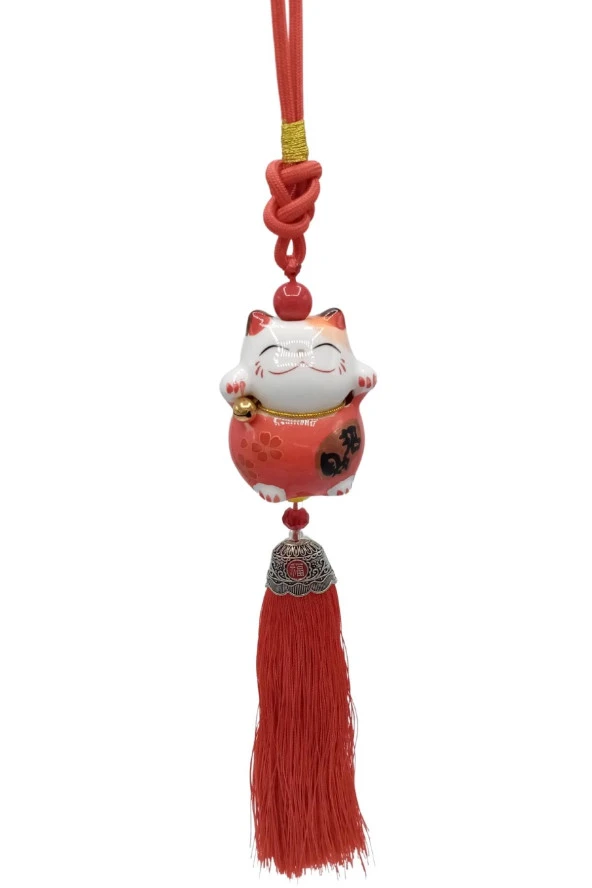 Feng Shui Maneki Neko Şans Kedisi Kırmızı No.1 - Resim 9