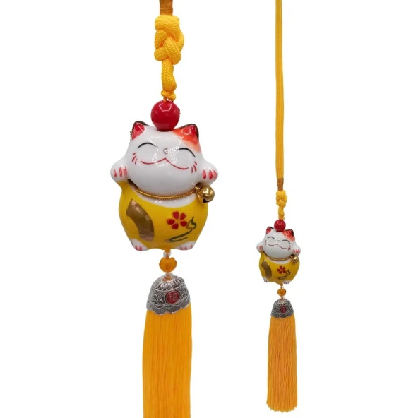 Feng Shui Maneki Neko Şans Kedisi Sarı No.1 - Resim 2