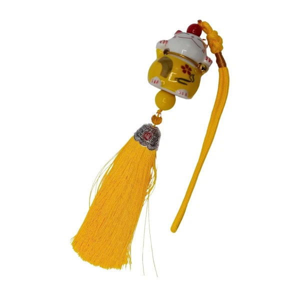 Feng Shui Maneki Neko Şans Kedisi Sarı No.1 - Resim 4