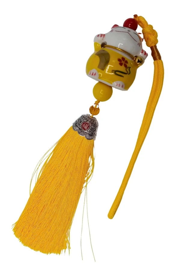 Feng Shui Maneki Neko Şans Kedisi Sarı No.1 - Resim 9