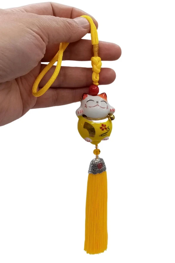 Feng Shui Maneki Neko Şans Kedisi Sarı No.1 - Resim 10