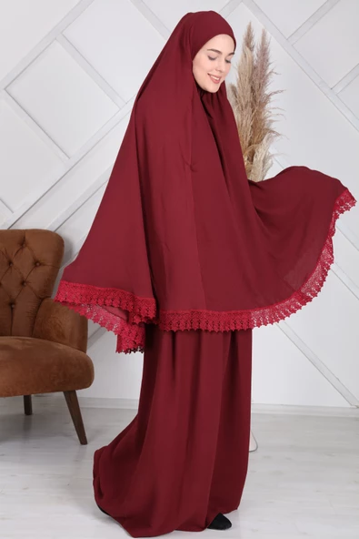 İki Parça Dantelli Arap Model Namaz Elbisesi - 5