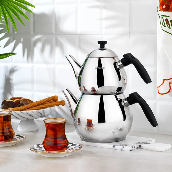 Schafer Tea Chef Orta Boy Çaydanlık Takımı 4 Parça-Siyah