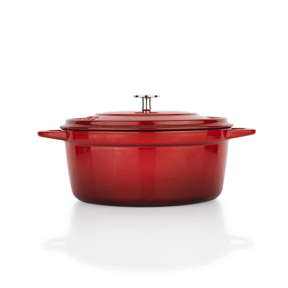 Schafer Guss Chef Döküm Derin Tencere 24 Cm 2 Parça-Kırmızı - 3