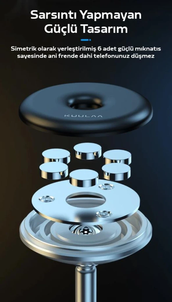 Coofbe Silkon Kaplama Sarsılmaz 360 Döner Başlıklı Mıknatıslı Torpido Üzeri Araç İçi Telefon Tutucu - 2