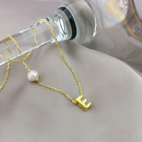 Vaoov 925 Ayar Gümüş Harfli İnci Kolye - Resim 8