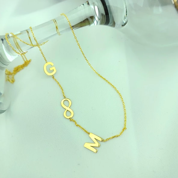 Vaoov 925 Ayar Gümüş İki Harfli Sonsuzluk Kolye - Resim 4