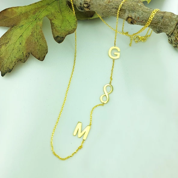 Vaoov 925 Ayar Gümüş İki Harfli Sonsuzluk Kolye - Resim 2