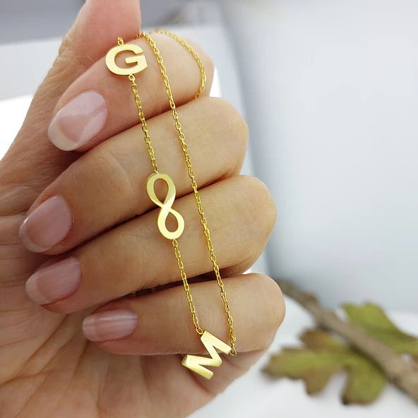 Vaoov 925 Ayar Gümüş İki Harfli Sonsuzluk Kolye - Resim 5