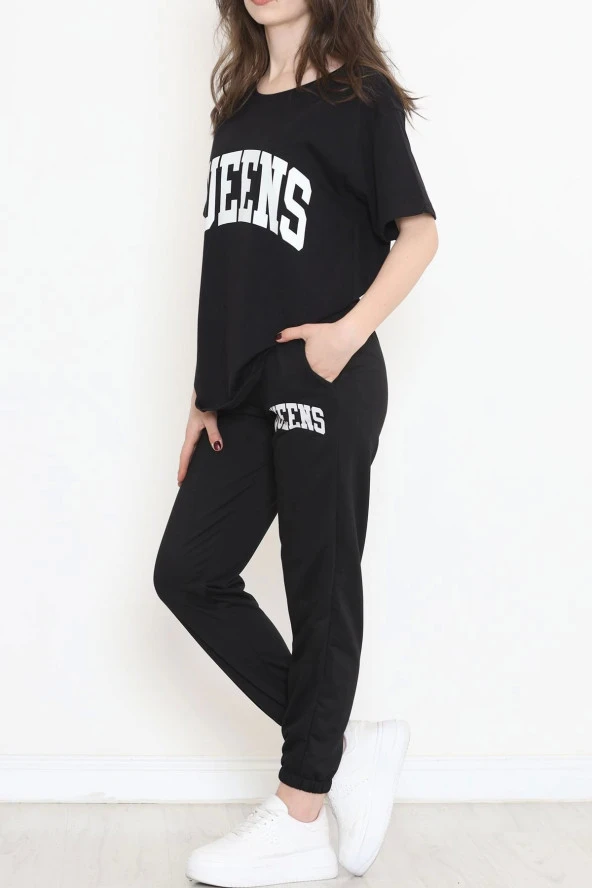Baskılı Oversize Takım Siyah - 3