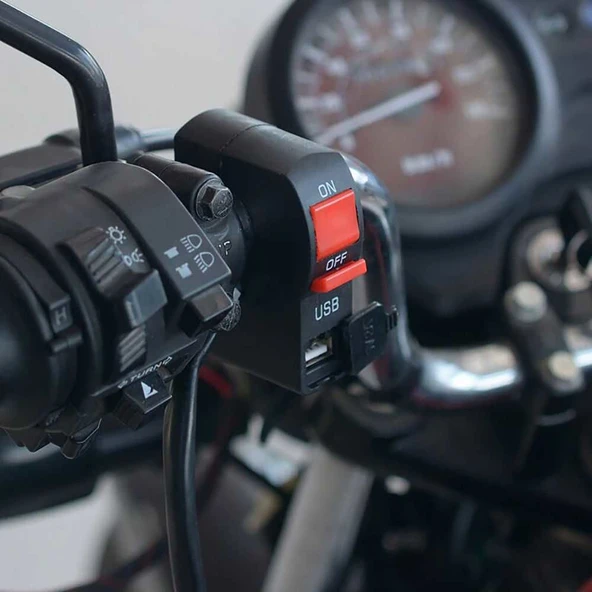 Motosiklet Telefon USB Şarj ve Far Anahtarı - 4