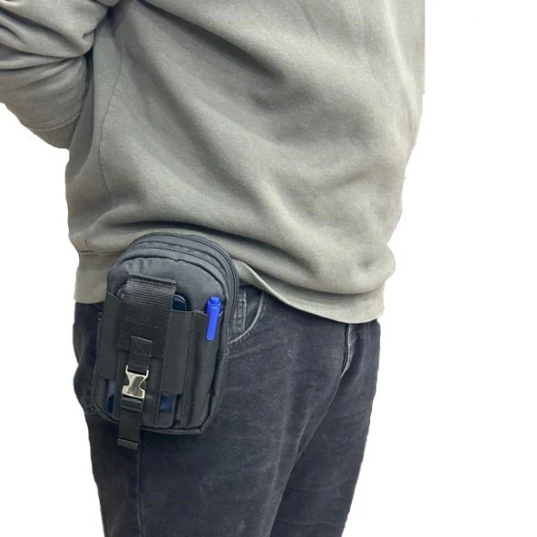 Taktikal Molle 610D Cordura Palaska Bel Çantası Siyah - Resim 8