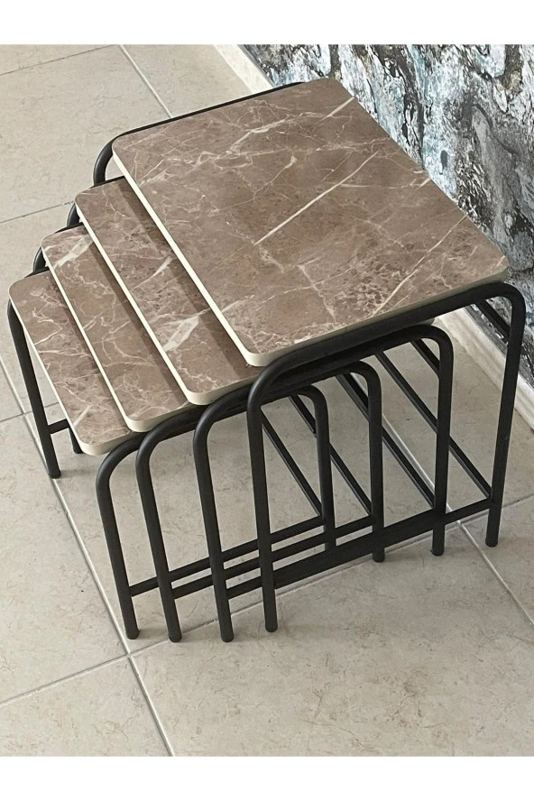 Aslanstore 4'Lü Metal Zigon Sehpa Sarı - 4