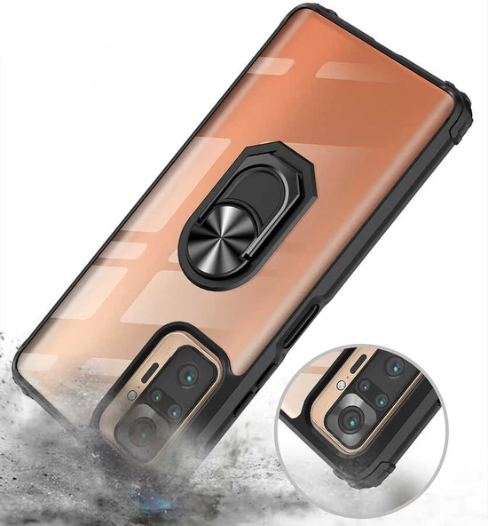 Xiaomi Redmi Note 10 Pro Kılıf Şeffaf Sararmaz Yüzüklü Mola Kapak - 5