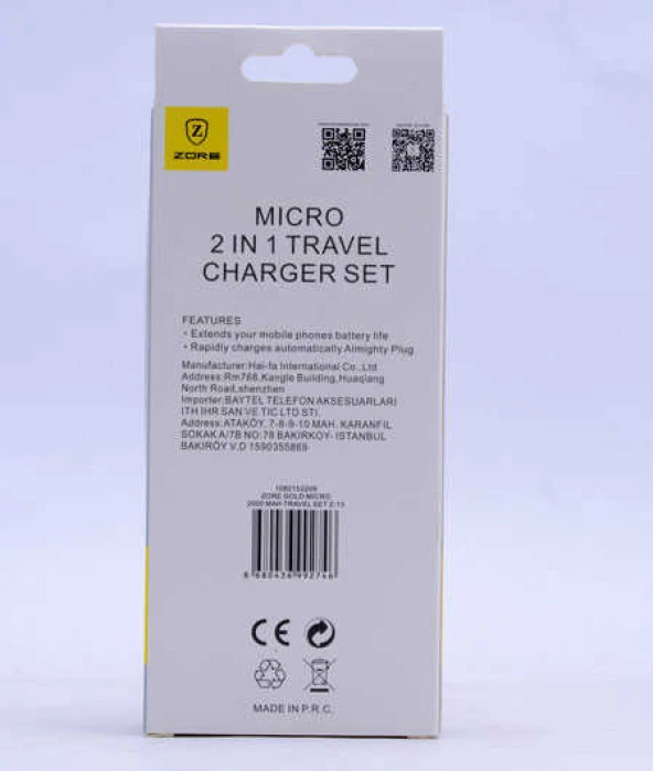 Zore Gold Micro 2000 Mah Travel Set Z-13 - 2