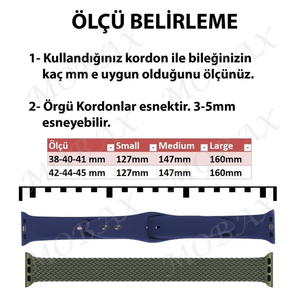 Apple Watch 44/45/46/49mm Kordon Large Örgü Solo Loop Kordon 32 160mm 2/3/4/5/6/se/7/8/9/10/11/ultra - 2