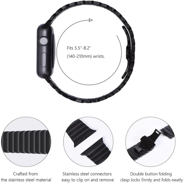 Apple Watch 10/11 42mm-38/40/41mm Kordon Baklalı Metal Kordon 2/3/4/5/6/se/7/8/9 - Resim 6