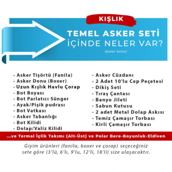 24 lü Kışlık Temel Askerlik Seti - Bedelli Askerlik Seti - Asker Paketi - 2