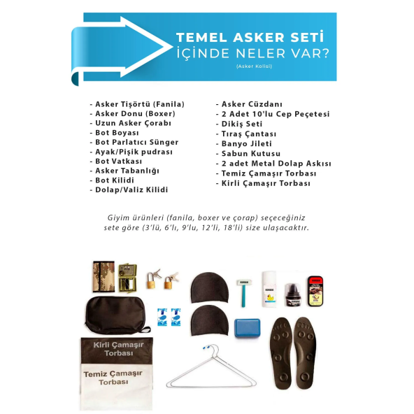 24 lü Temel Asker Paketi - Bedelli Askerlik Seti - Asker Malzemeleri - 2