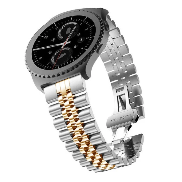 Samsung Galaxy Watch 3 41mm Kordon 20mm Şeritli Metal Kordon 36