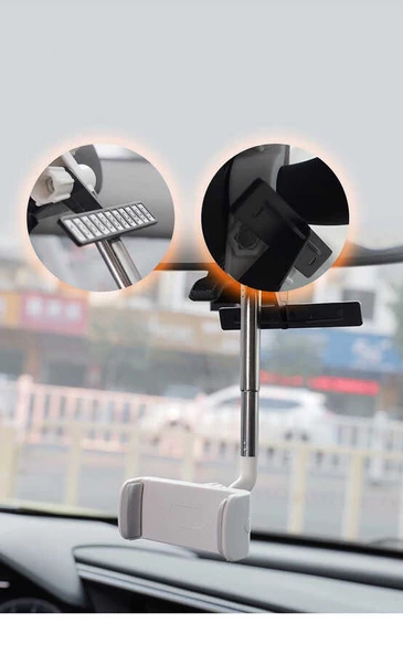Dikiz Aynası İnce Araç İçi Telefon Tutucu Dik-Yan Durdurabilme - 9