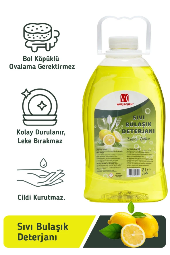 Sıvı Bulaşık Deterjanı Limon Işıltısı Sarı 2 L