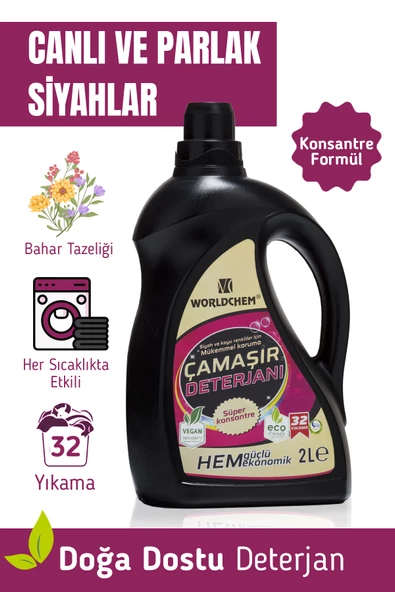 Bitkisel Sıvı Çamaşır Deterjanı Siyahlar İçin Çevre Dostu Konsantre 2 L - 2
