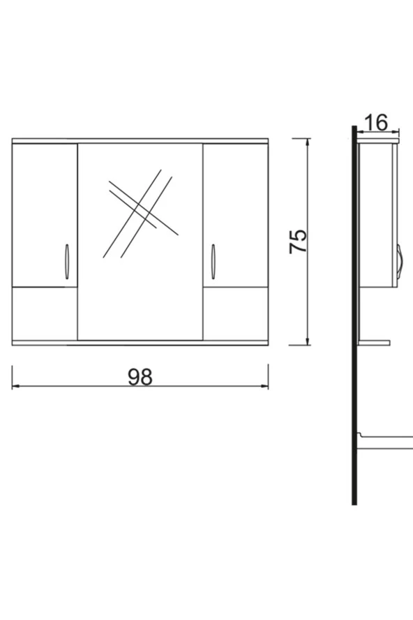 Denko Akyazı 100 cm MDF Alize Banyo Dolabı Üst Modül - Resim 3