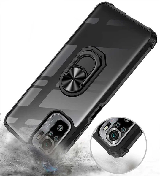 Xiaomi Redmi Note 10 Kılıf Şeffaf Sararmaz Yüzüklü Mola Kapak - 4