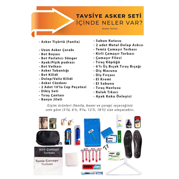 24 lü Havacı Tavsiye Asker Seti  - Bedelli Askerlik Seti - Asker Malzemeleri - 2