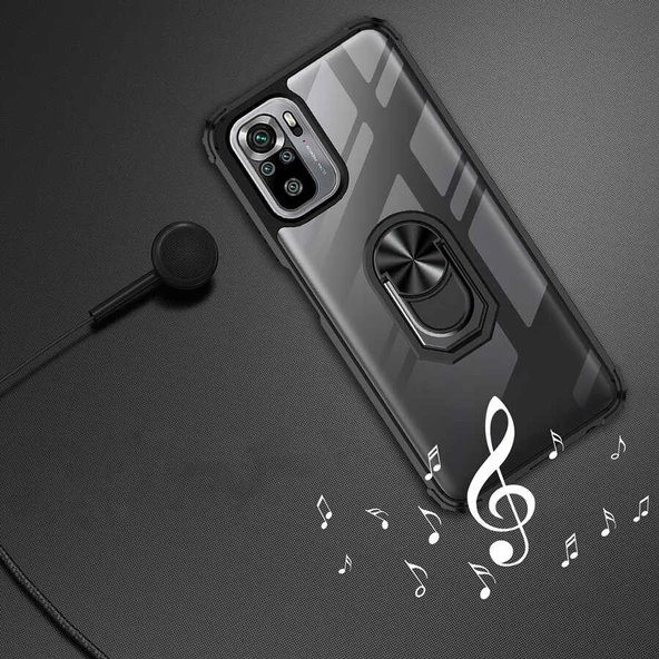 Xiaomi Redmi Note 10 Kılıf Şeffaf Sararmaz Yüzüklü Mola Kapak - 6