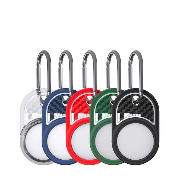 Airtag Silikon Anahtarlık Kılıfı Kopçaklı Karbon Desen 05