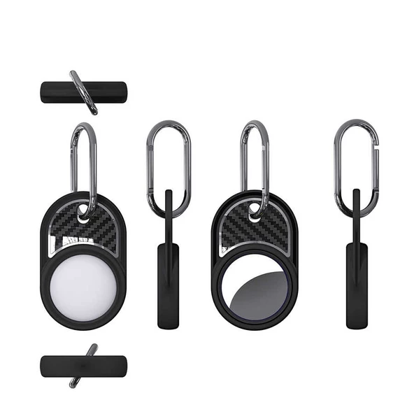 Airtag Silikon Anahtarlık Kılıfı Kopçaklı Karbon Desen 05 - 3