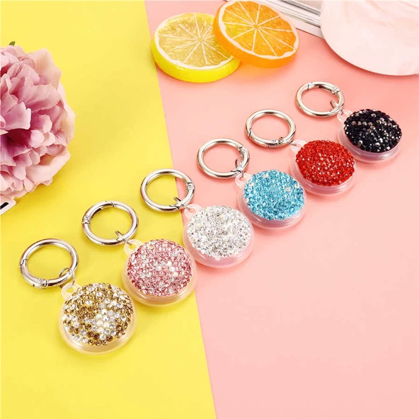 Airtag Taşlı Parlak Silikon Anahtarlık Kılıfı 03