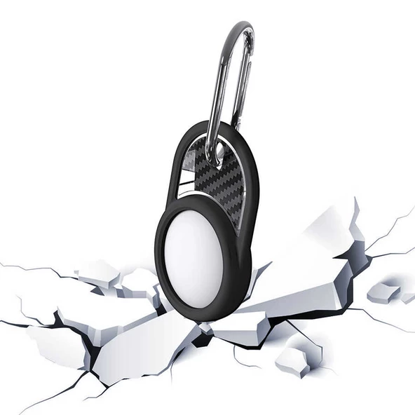 Airtag Silikon Anahtarlık Kılıfı Kopçaklı Karbon Desen 05 - 4