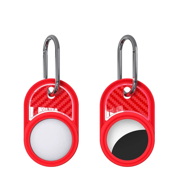 Airtag Silikon Anahtarlık Kılıfı Kopçaklı Karbon Desen 05 - 6