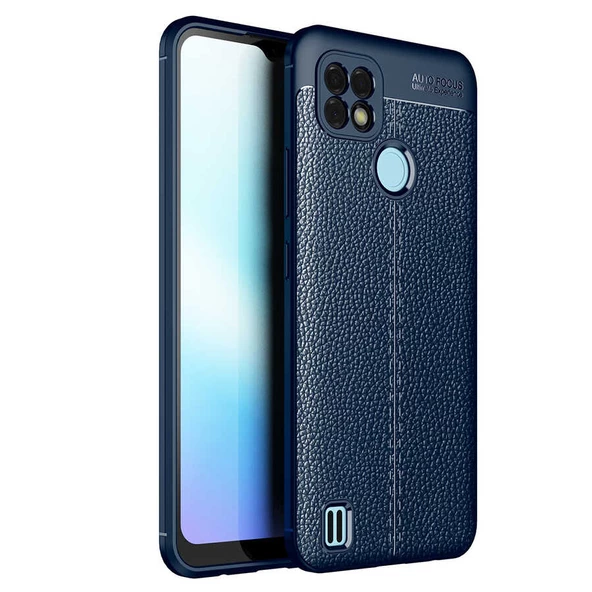 Realme C21 Kılıf Deri Tarzı Niss Silikon Case