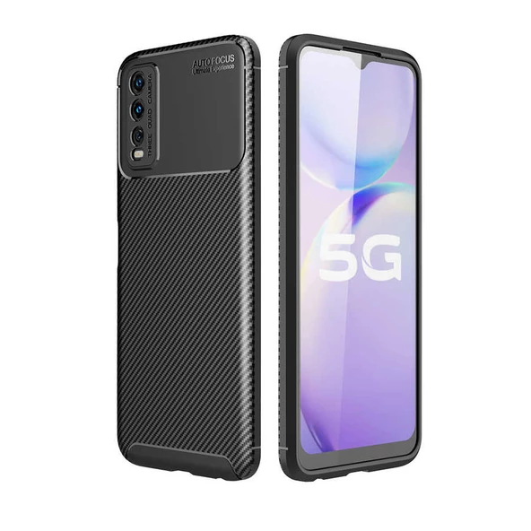 Vivo Y11S Kılıf Karbon Silikon Case