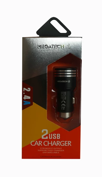 Megatech T05-M24 Renkli 2.4A 2Usb Çelik Araç Şarj Aleti