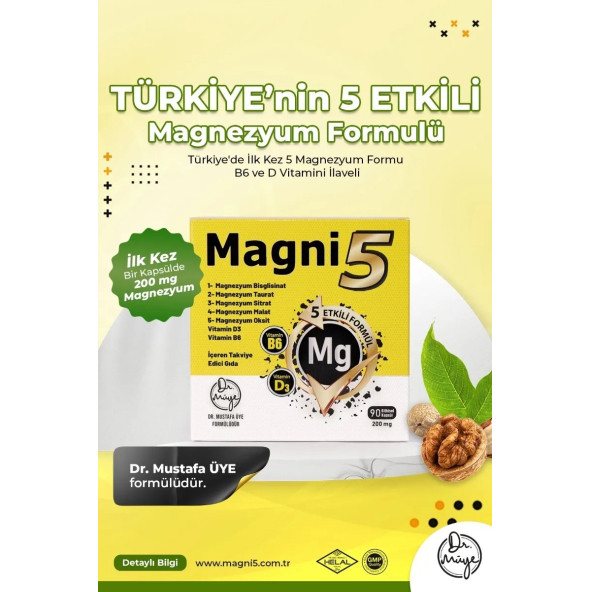 Magnezyum 5 Etkili Form 9 Aylık 270 Kapsül B6 D3 Vitamin Magni5 Bisglisinat Taurat Sitrat Malat 3'lü - 4
