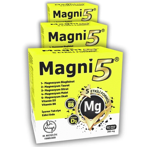 Magnezyum 5 Etkili Form 9 Aylık 270 Kapsül B6 D3 Vitamin Magni5 Bisglisinat Taurat Sitrat Malat 3'lü - 2