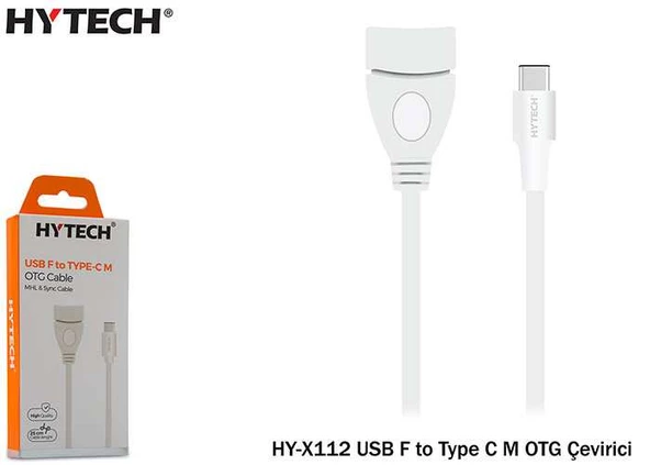 Hytech HY-X112 Beyaz USB F to Type C M OTG Çevirici