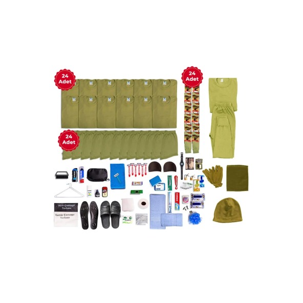 24 lü Kışlık Her Şey Dahil Asker Paketi - Bedelli Askerlik Seti- Asker Malzemeleri