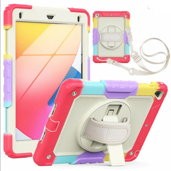 Apple iPad Air 1 9.7" Kılıf Renkli Strap Zırh Case A1474 A1475 A1476 - 3