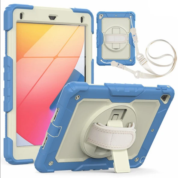 Apple iPad Air 1 9.7" Kılıf Renkli Strap Zırh Case A1474 A1475 A1476 - 7