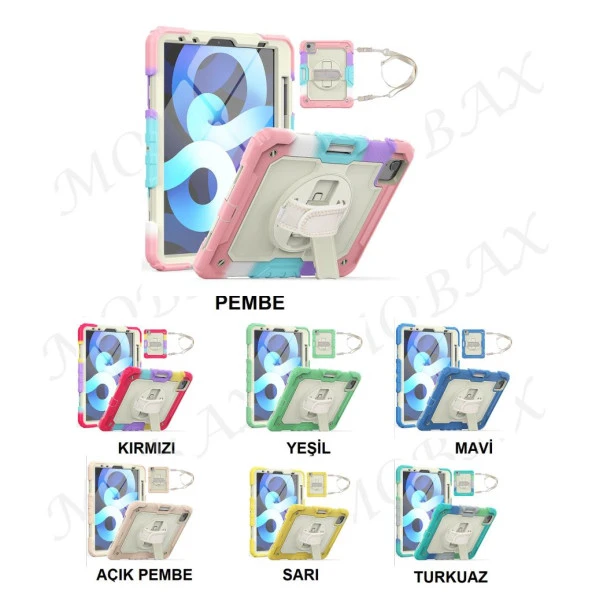 Apple iPad Air 4 10.9" Kılıf Renkli Strap Zırh Case A2072 A2316 A2324 A2325